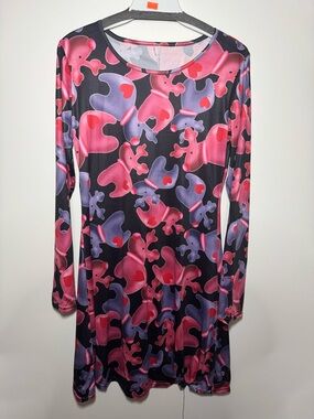 NWOT Juniors Christmas Reindeer Long Sleeve Polyester Dress Size Small